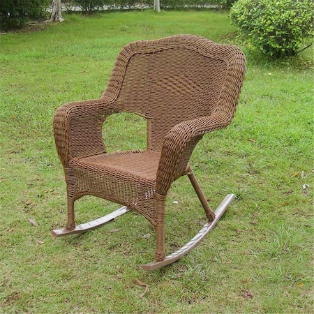 International Caravan Camelback Resin Wicker Rocker, Mocha 3182-1CH-MO